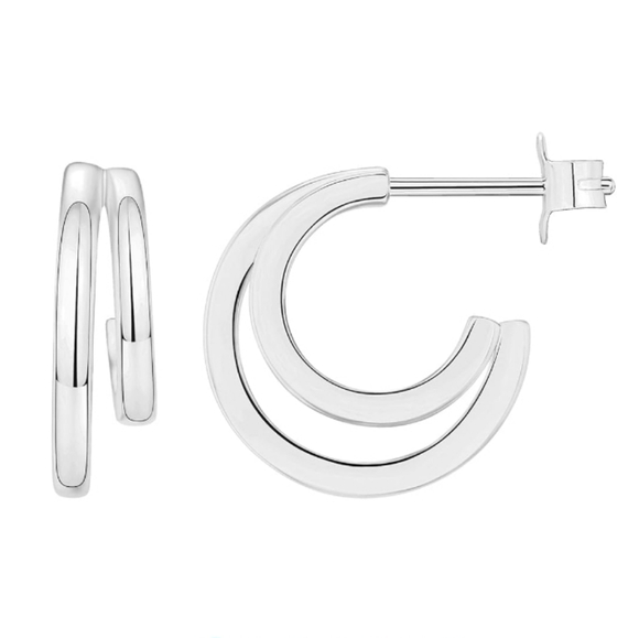 Pavui Jewelry - 14K White Gold Plated Huggie Triple Split Hoop Earrings
